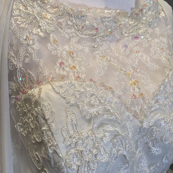 Women’s Ivory Dress & Matching Chiffon Jacket with beautiful detail Size L**READ - Picture 4 of 15